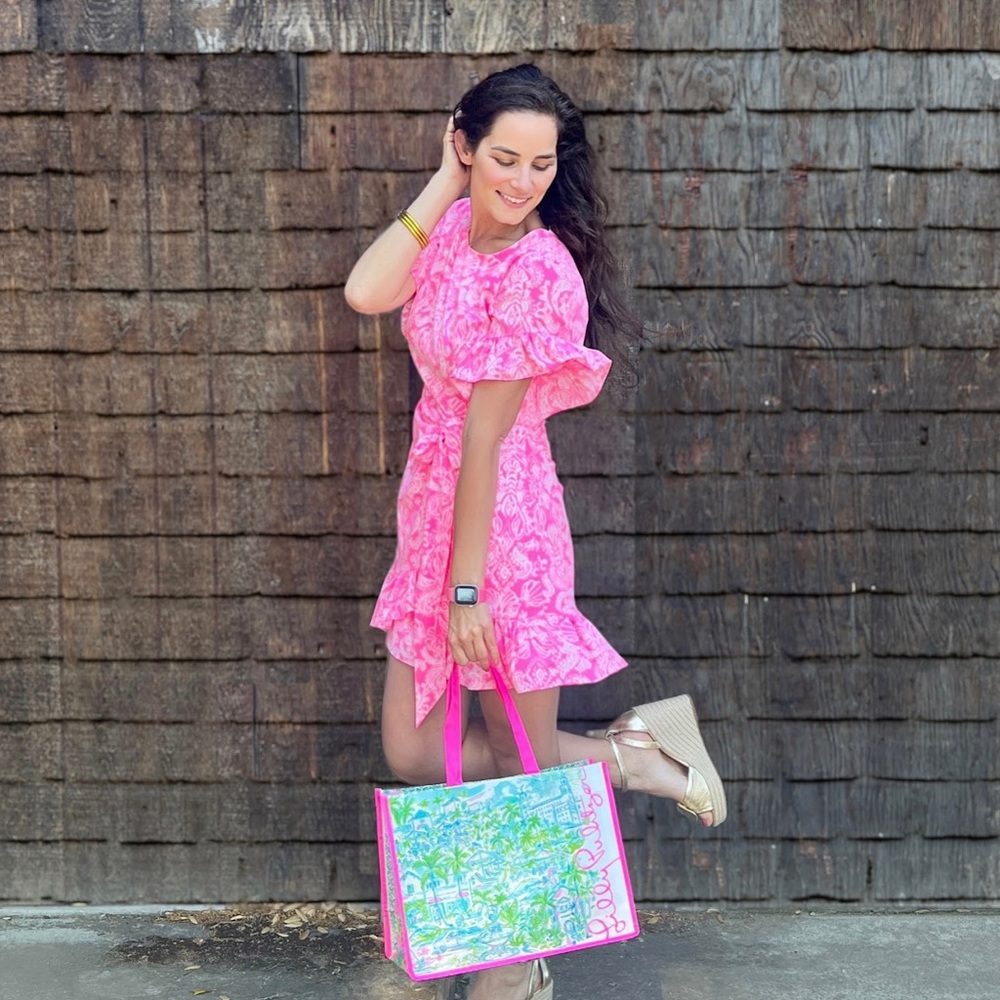 Lilly Pullitzer Darlah Pink Floral Ruffle Stretch Dress